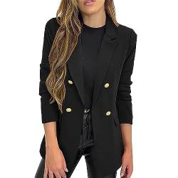 Ladies Double Breasted Blazer Jacket New Small Suit Jacket Casual Long Sleeve Lapel Button Coat In A Solid Color Formal Outwear for Evening Wedding Guests A-144 von Clode