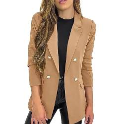 Ladies Double Breasted Blazer Jacket New Small Suit Jacket Casual Long Sleeve Lapel Button Coat In A Solid Color Formal Outwear for Evening Wedding Guests A-144 von Clode