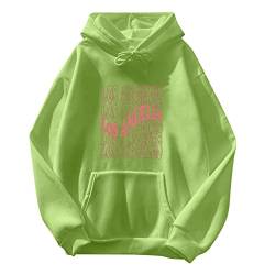 Ladies Pullover Tops Monogram Print Long Sleeve Drawstring Hooded Sweatshirt with Pockets Loose Fit Blouse Tops A-99 von Clode