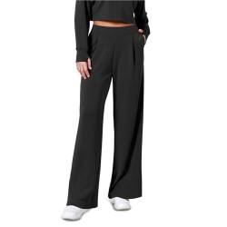 Ladies Work Business Trousers Straight Leg High Waist Casual Work Business Pants Loose Fit Plain Bottoms with Pockets A-72 von Clode
