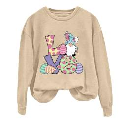 Pullover Tops for Women Easter Bunny Print Long Sleeve Sweatshirt Crewneck Holiday Casual Blouse Basic Tops von Clode