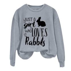 Pullover Tops for Women Easter Bunny Print Long Sleeve Sweatshirt Crewneck Holiday Casual Blouse Basic Tops von Clode