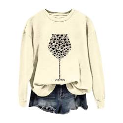 Valentine's Day Pullover for Women Wine Glass Print Round Neck Long Sleeve Top Trendy Blouse Basic Tops A-178 von Clode
