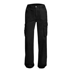 Women Cargo Trousers Adjustable Straight Fit Pants High Waist Baggy Hiking Pants with Pocket Wide Leg Parachute Pants Basic for Sport von Clode
