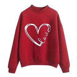 Women Heart Print Tops Printing Sweatshirt Top Long Sleeved Sweatshirt Casual Blouse Temperament Pullover Top Basic Blouse Loose Fit T Shirts A-164 von Clode