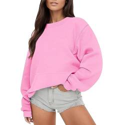 Women Oversize Sweatshirt Solid Color Round Neck Oversized Sweatshirt Loose Fit Long Sleeve Light Sweatshirt Loose Blouse Fall Blouse Tops A-09 von Clode