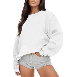 Women Oversize Sweatshirt Solid Color Round Neck Oversized Sweatshirt Loose Fit Long Sleeve Light Sweatshirt Loose Blouse Fall Blouse Tops A-09 von Clode