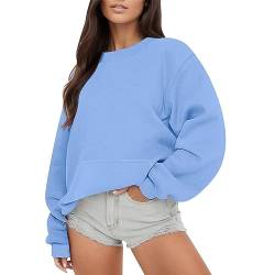 Women Oversize Sweatshirt Solid Color Round Neck Oversized Sweatshirt Loose Fit Long Sleeve Light Sweatshirt Loose Blouse Fall Blouse Tops A-09 von Clode