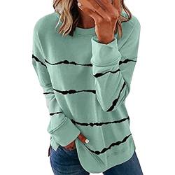 Women Pullover Tops Top Casual Crew Neck Sweatshirt Solid Stripe Long Sleeve Loose Pullover Loose Fit Blouse Tops A-53 von Clode