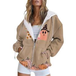 Women Sweatshirt Halloween Coat Printed Casual Pockets Long Sleeve Drawstring Hooded Jacket Zipper Hoodies Classic Blouse for Festival A-19 von Clode