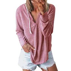 Women Sweatshirt Solid Colour Hoodie V Neck Long Sleeved Hooded Coat Loose Fit Basic Pullover Tops Fashion Clothes A-461 von Clode