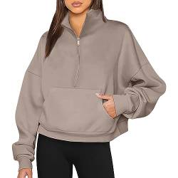 Women Zipper Sweatshirt Half Zip Pullover Oversized Hoodies Quarter Zip Sweatshirts 2023 Fall Outfits Winter Clothes with Pockets Going Out Tops Baggy Blouse A-108 von Clode