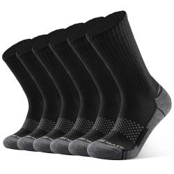 6 Paar Socken Herren Crew Sportsocken 39-42 43-46 47-50 Gepolstert Trekkingsocken Baumwolle Laufsocken Tennisocken Damen Dicke Warm Lange Wintersocken Rutschfest Wandersocken(6Schwarzgrau, Größe L) von Closemate