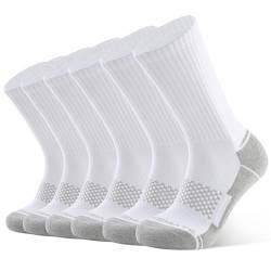 6 Paar Socken Herren Crew Sportsocken 39-42 43-46 47-50 Gepolstert Trekkingsocken Baumwolle Laufsocken Tennisocken Damen Dicke Warm Lange Wintersocken Rutschfest Wandersocken(6Weißgrau, Größe M) von Closemate