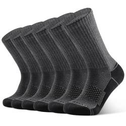 6 Paar Socken Herren Crew Sportsocken 39-42 43-46 47-50 Gepolstert Trekkingsocken Baumwolle Laufsocken Tennisocken Dicke Warm Lange Wintersocken Rutschfest Wandersocken(6Grauschwarz , Größe M) von Closemate