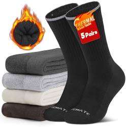 Closemate 5 Paar Socken Herren Lange Arbeitssocken Dick Warme Crew Sportsocken Winter Thermosocken Baumwollsocken Vollfrottee Wandersocken (1Schwarz+1Beige+1Hellgrau+1Dunkelgrau+1Braun, Größe L) von Closemate