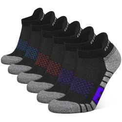 Closemate 6 Paar Sneaker Socken Herren Damen Laufsocken Baumwolle Gepolsterte Antirutsch Kurze Socken Tennissocken Sportsocken Füßlinge für Outdoor Fitness im Freien (2Rot2Blau2Lila, 44-48) von Closemate