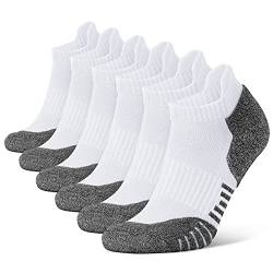 Closemate 6 Paar Sneaker Socken Herren Sportsocken Baumwolle Gepolsterte Laufsocken Atmungsaktiv Antirutsch Knöchel Kurze Halbsocken(6Weiß, Größe XL) von Closemate