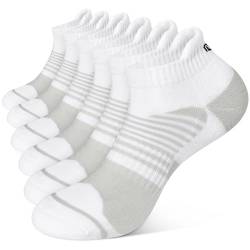 Closemate 6 Paar Sneaker Socken Herren Sportsocken kurze Baumwolle Laufsocken Antirutsch Atmungsaktive Knöchelsocken für Outdoor Fitness Wandern Radfahren(6Weiß, Größe L) von Closemate