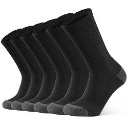 Closemate 6 Paar Socken Herren Damen Warme Dicke Wintersocken Arbeitssocken Thermo Trekkingsocken Baumwolle Atmungsaktives Sportsocken Tennissocken für Winter (6Schwarz, 44-48(L)) von Closemate