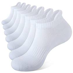 Closemate 7 Paar Sneaker Socken Herren Damen Gepolsterte Laufsocken Baumwolle Atmungsaktiv Sportsocken für Fitness im Freien(7Weiß, Größe M) von Closemate