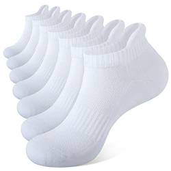 Closemate 7 Paar Sneaker Socken Herren Damen Gepolsterte Laufsocken Baumwolle Atmungsaktiv Sportsocken für Fitness im Freien (7Weiß, Größe L) von Closemate