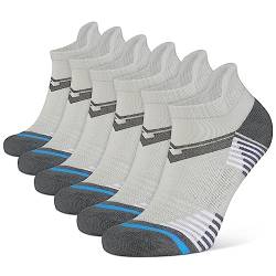 Closemate Sneaker Socken Herren Atmungsaktive Sportsocken Füßlinge Baumwolle Gepolsterte Kurz Laufsocken Damen 6Paar(6Grau, Größe L) von Closemate