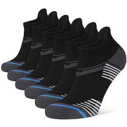 Closemate Sneaker Socken Herren Atmungsaktive Sportsocken Füßlinge Baumwolle Gepolsterte Kurz Laufsocken Damen 6Paar(6Schwarz, Größe XL) von Closemate