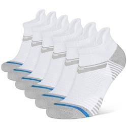 Closemate Sneaker Socken Herren Atmungsaktive Sportsocken Füßlinge Baumwolle Gepolsterte Kurz Laufsocken Damen 6Paar(6Weiß, Größe L) von Closemate