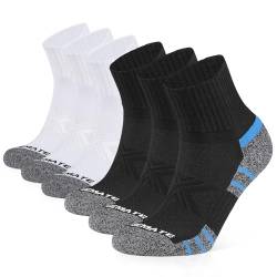 Closemate Sneaker Socken Herren Damen Füsslinge Baumwolle Anti-Rutsch Laufsocken mit Frotteesohle Kurze Quarter Halbsocken Atmungsaktive Sportsocken 6Paar(3schwarz3weiß, Größe XL) von Closemate