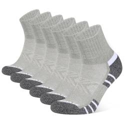 Closemate Sneaker Socken Herren&Damen Füsslinge Baumwolle Anti-Rutsch Laufsocken mit Frotteesohle Kurze Quarter Halbsocken Atmungsaktive Sportsocken 6Paar(6Grau, Größe M) von Closemate