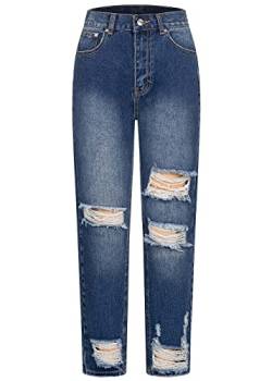 Cloud 5ive Damen Jeans High-Waist Boyfriend Destroyed Denim Hose 5-Pockets von Cloud 5ive