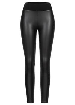 Cloud 5ive Damen Kunstleder Hose High Waist Leggings mit breitem Bund schwarz von Cloud 5ive