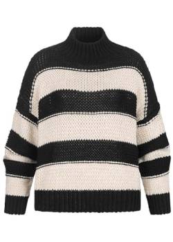 Cloud 5ive Damen Pullover Strick-Sweater Pulli mit High-Neck und Streifen-Muster von Cloud 5ive