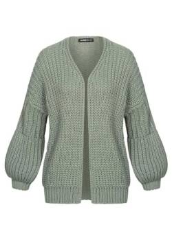 Cloud 5ive Damen Strickjacke Grobstrick Cardigan mit Pufferärmeln von Cloud 5ive