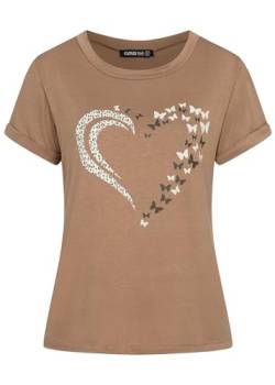 Cloud 5ive Damen T-Shirt mit Herz Schmetterling Print und Rundhals von Cloud 5ive