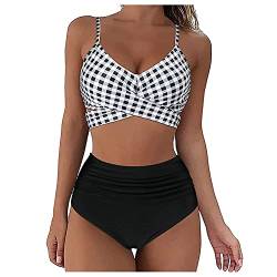 Cloudsemi Bikini Damen Set Push Up Geteilter Badeanzug V Ausschnitt Blumenmuster Zweiteiliger Badeanzug Swimsuit von Cloudsemi