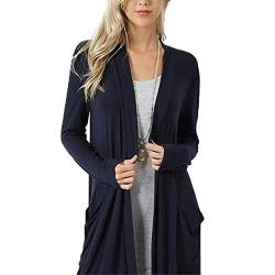 Cloudsemi Damen Langarm Strickjacke Cardigan Offen Longstrickjacke (Dunkelblau, S) von Cloudsemi