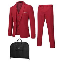 Cloudstyle Anzug Herren Anzüge 4 Teilig Staubbeutel Herrenanzug Business Sakko Hose Weste Anzugtasche Rot M von Cloudstyle