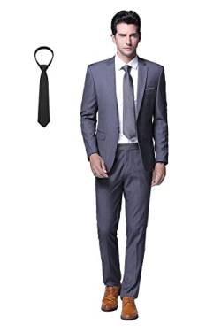 Cloudstyle Anzug Herren Slim Fit 2 Teilig Krawatte Anzüge Business Herrenanzug Sakko Hochzeit Dunkelgrau L von Cloudstyle