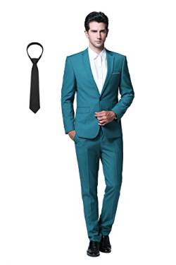Cloudstyle Anzug Herren Slim Fit 2 Teilig Krawatte Anzüge Business Herrenanzug Sakko für Hochzeit Blau L von Cloudstyle