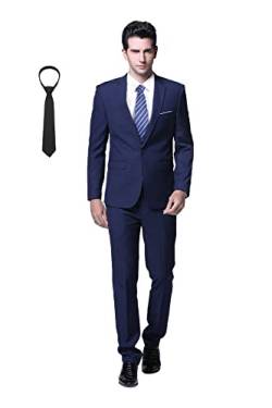 Cloudstyle Anzug Herren Slim Fit 2 Teilig Krawatte Anzüge Business Herrenanzug Sakko für Hochzeit Dunkelblau L von Cloudstyle