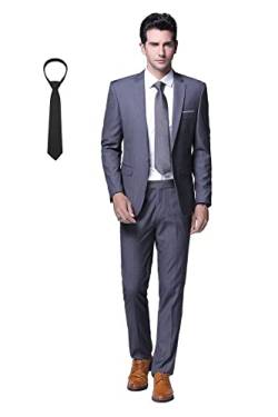 Cloudstyle Anzug Herren Slim Fit 2 Teilig Krawatte Anzüge Business Herrenanzug Sakko für Hochzeit Dunkelgrau XXL von Cloudstyle