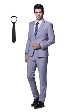 Cloudstyle Anzug Herren Slim Fit 2 Teilig Krawatte Anzüge Business Herrenanzug Sakko für Hochzeit Hellgrau XL von Cloudstyle