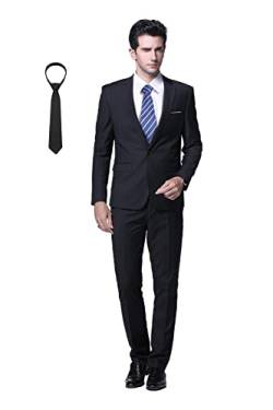 Cloudstyle Anzug Herren Slim Fit 2 Teilig Krawatte Anzüge Business Herrenanzug Sakko für Hochzeit Schwarz M von Cloudstyle
