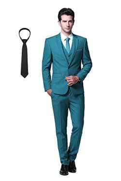 Cloudstyle Anzug Herren Slim Fit 3 Teilig Krawatte Anzüge Business Herrenanzug Sakko für Hochzeit Blau XS von Cloudstyle