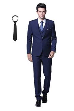 Cloudstyle Anzug Herren Slim Fit 3 Teilig Krawatte Anzüge Business Herrenanzug Sakko für Hochzeit Dunkelblau XL von Cloudstyle