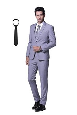 Cloudstyle Anzug Herren Slim Fit 3 Teilig Krawatte Anzüge Business Herrenanzug Sakko für Hochzeit Hellgrau S von Cloudstyle