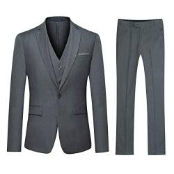 Cloudstyle Herrenanzug Schwarz Anzüge Slim Fit 3 Teilig Smoking Modern Sakko für Hochzeit Business Dunkelgrau L von Cloudstyle