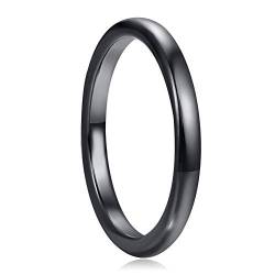 Cloyo 2mm Schwarzer Ring für Männer Frauen aus Wolframcarbid Verlobungsring Mann Gewölbte Eheringe hochglanzpoliert 52 (16.6) von Cloyo